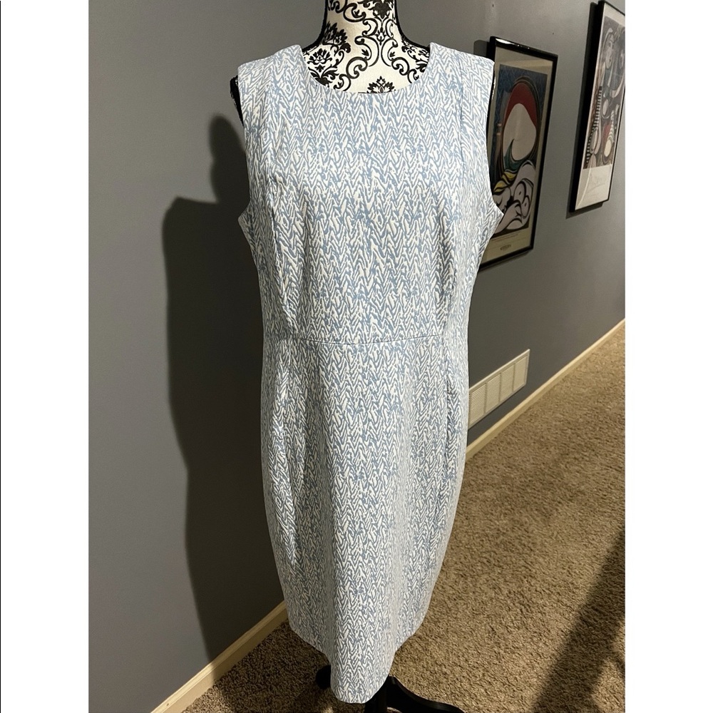 Calvin Klein Light Blue White pattern Sleeveless dress